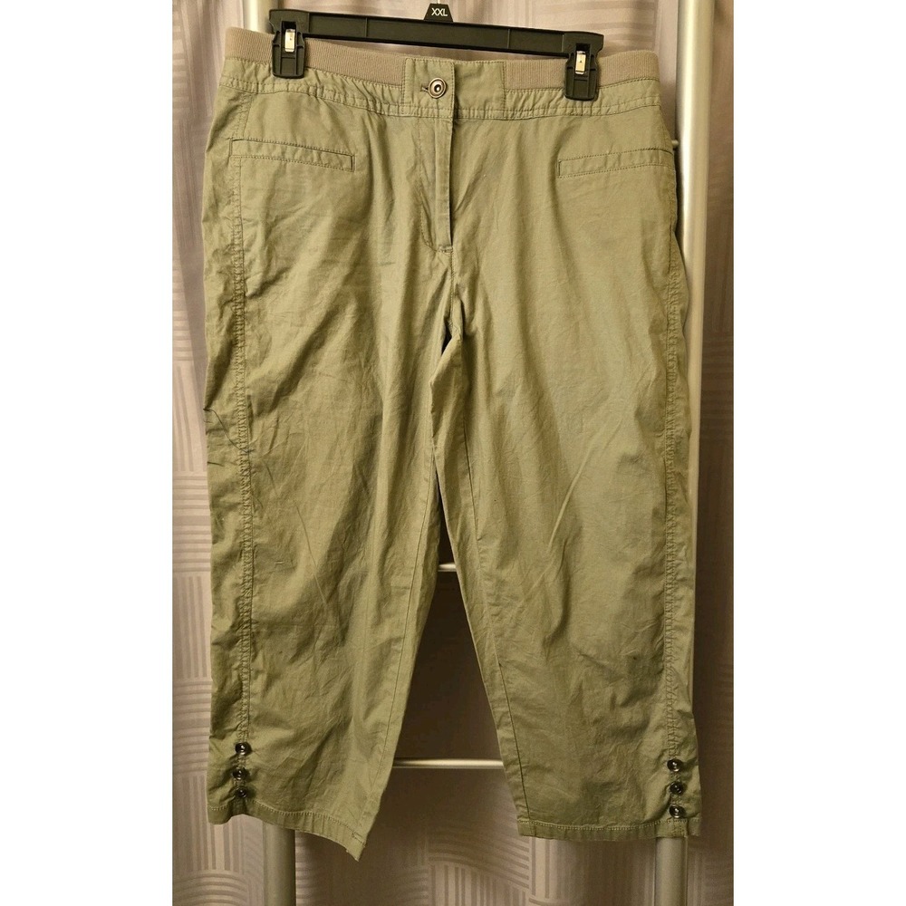 Rafaella Sport Classic Capri Pants Women's 6P Olive Green Stretch Cropoed Hiking